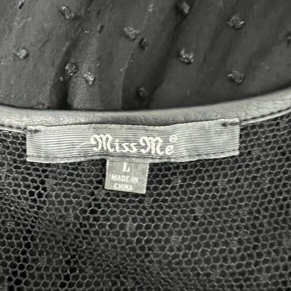 Miss Me Womens Top Large Y2K French Dot Flowy Witchy Goth Rocker Punk Boho Chic - Picture 2 of 10